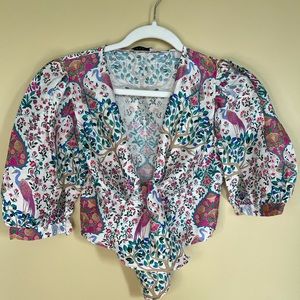 Sandro Paris Iram Printed Linen Crop Top